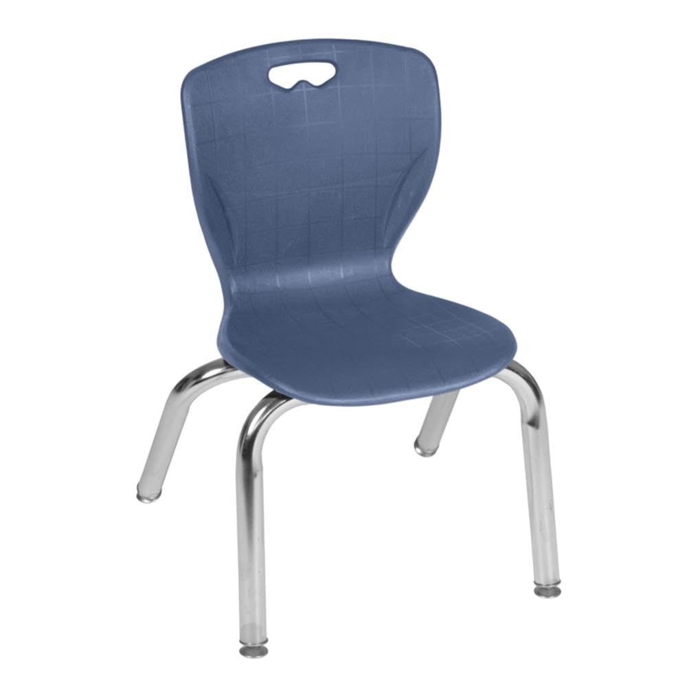 36" Square Mobile Table with 4 Blue Stack Chairs E5431