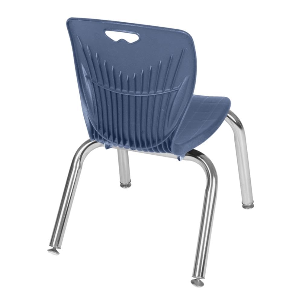 36" Square Mobile Table with 4 Blue Stack Chairs E5431