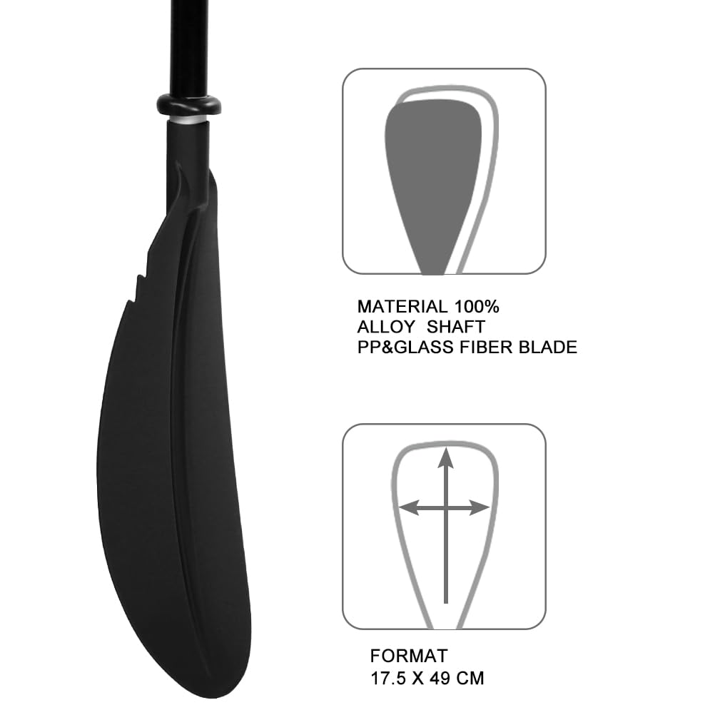 Adjustable 2 Pieces Aluminum Alloy Glass Fiber Kayak Paddle D2018
