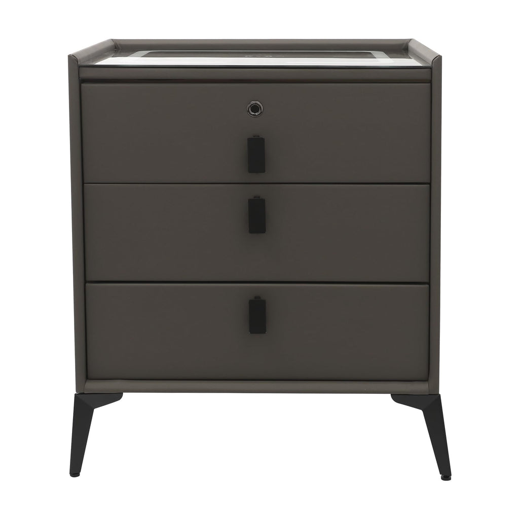 Solid Wood Nightstand with 3 Drawers Q6869