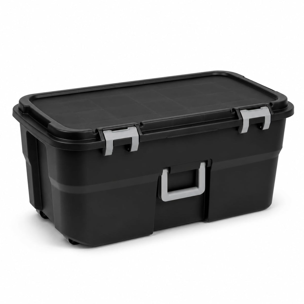 22 Gallon Black Plastic Wheeled Storage Trunk O122930