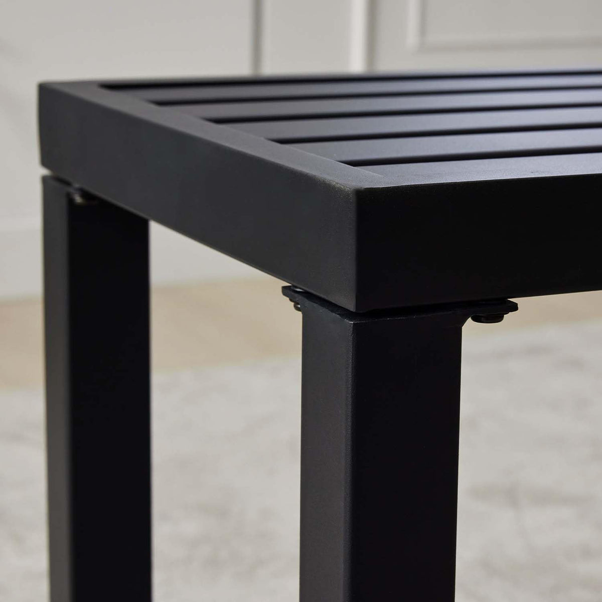 Black Metal Backless Outdoor Bench M703164