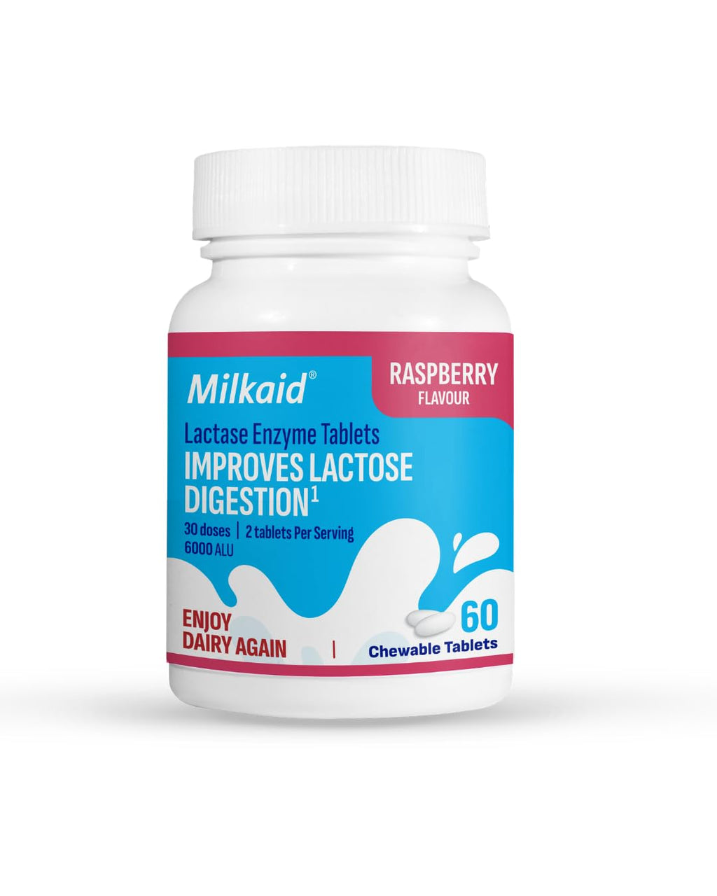 Chewable Lactase Enzyme Tablets 60 Tablets Raspberry O34117