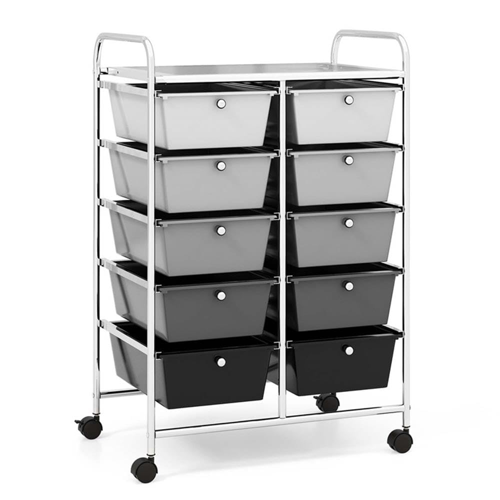 10 Drawer Rolling Storage Cart with Lockable Wheels W782