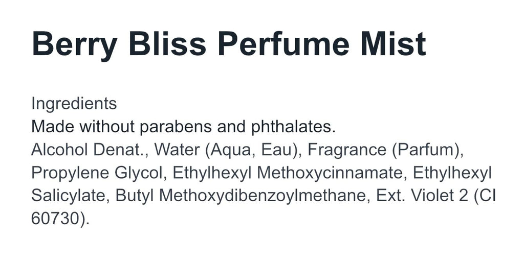 Fruit Fusion Berry Bliss Perfume Mist 8 oz N99303
