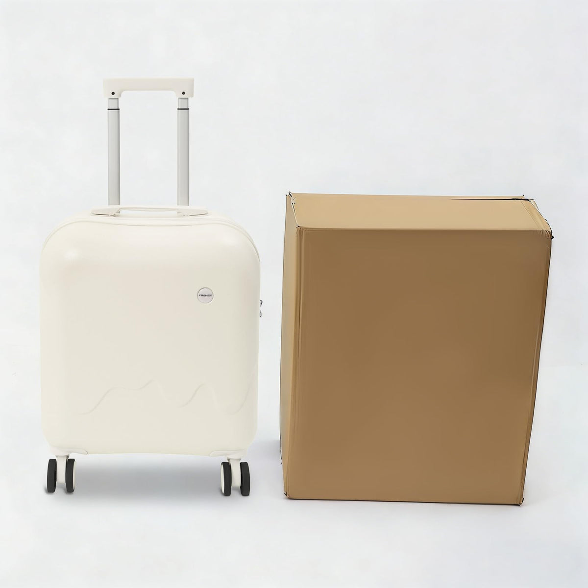 Pearl White 18In Hardside Rolling Suitcase with Cup Holder & USB Port P5352