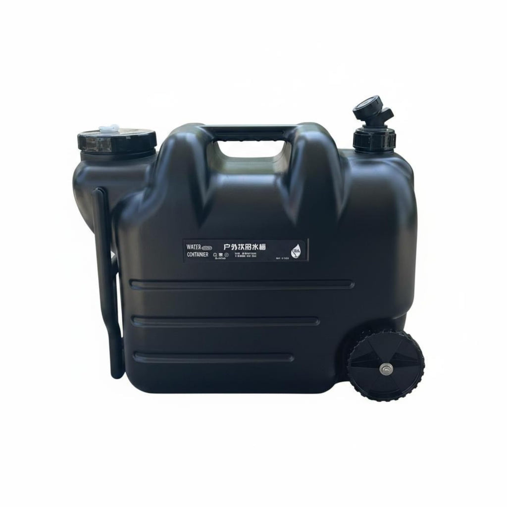Portable Water Container with Faucet, Wheels, Black E88437