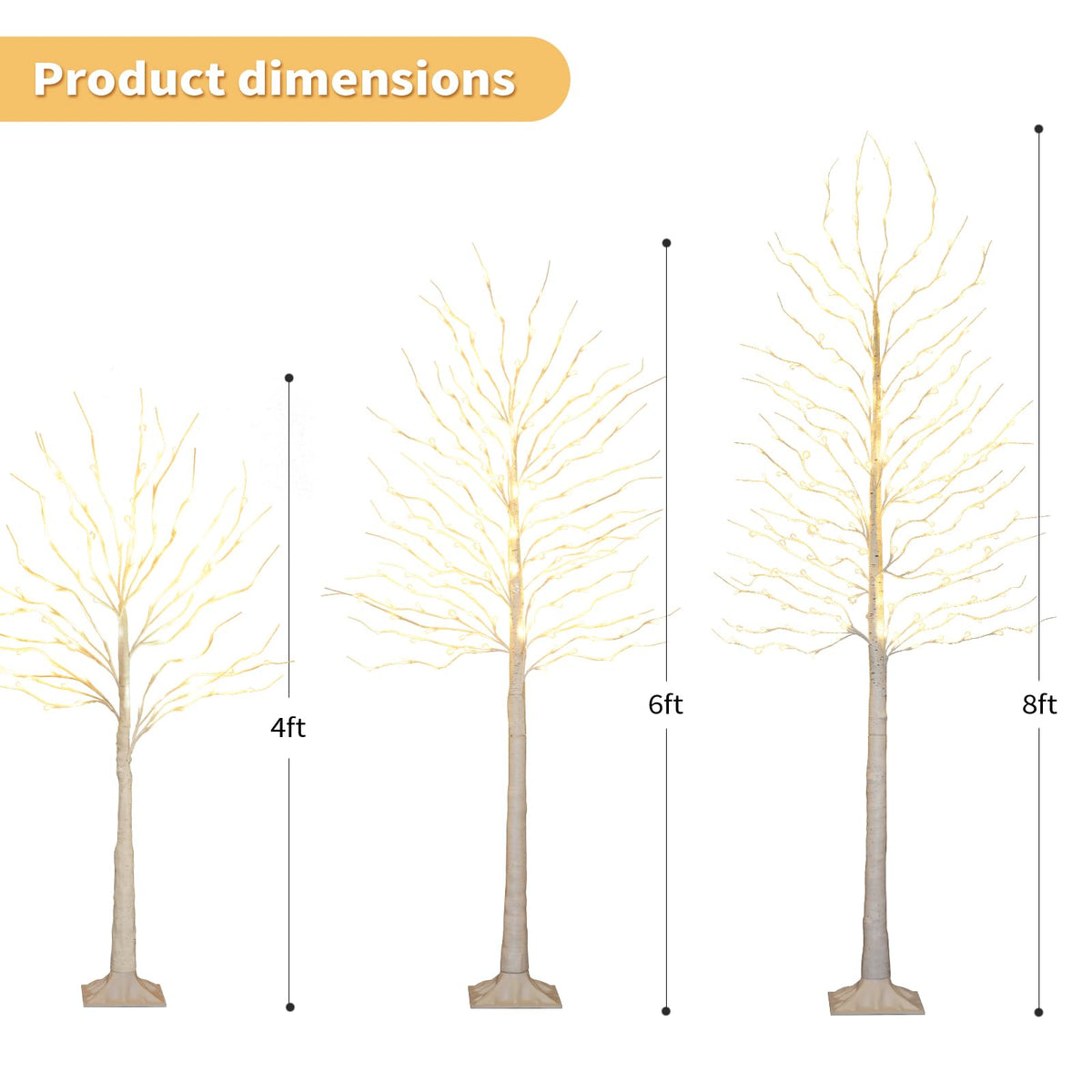 4+6+8FT 3PK Prelit Artificial Christmas Trees with LED Lights X41651