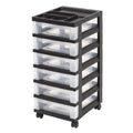 Medium Plastic Storage Cart, 6 Drawers, Black V9572