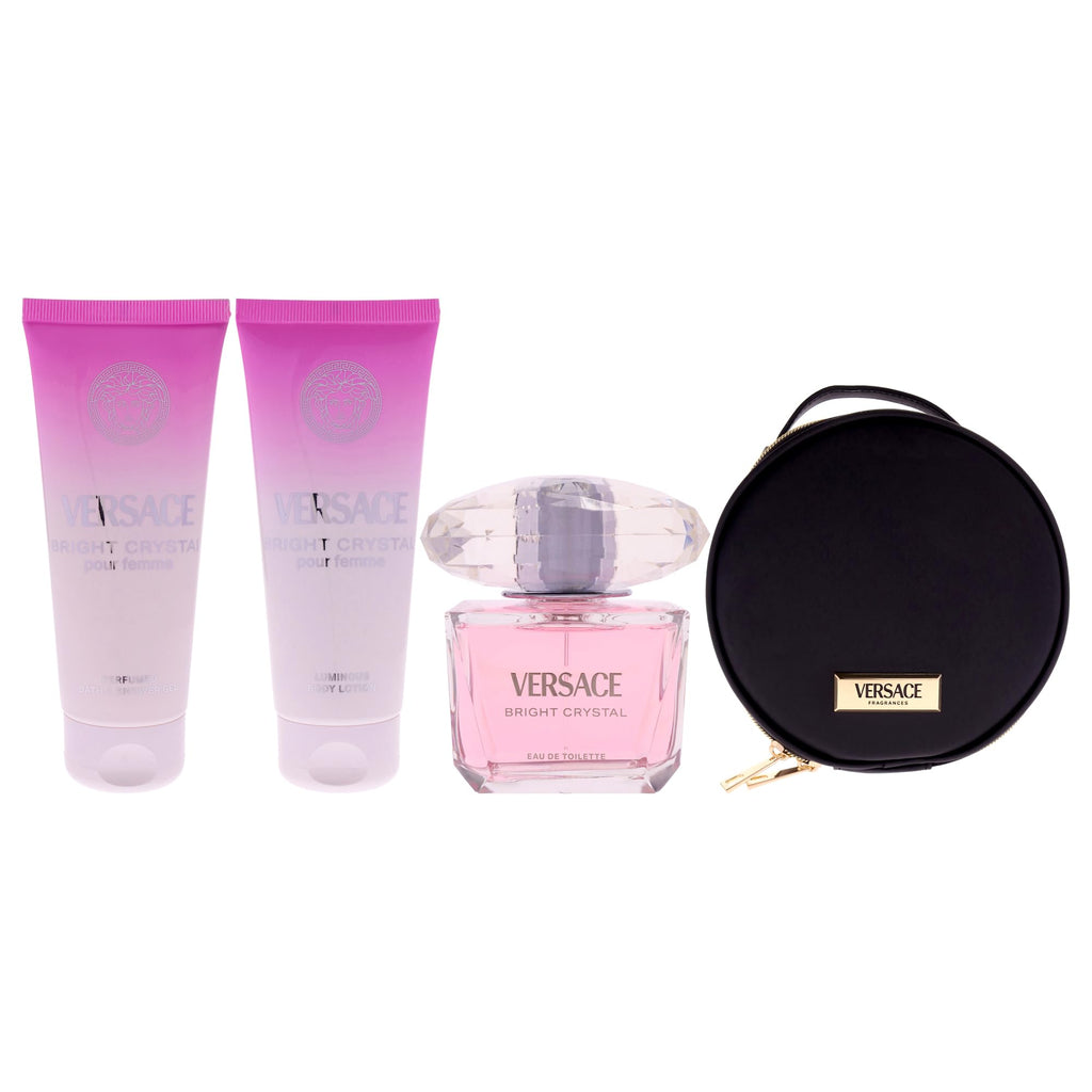 4 Pc Gift Set 3oz EDT Spray, 3.4oz Body Lotion, 3.4oz Shower Gel, Round Make Up Case W299