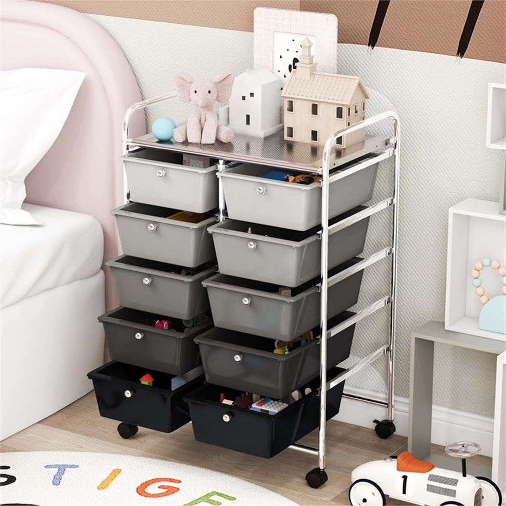 10 Drawer Rolling Storage Cart with Lockable Wheels W782