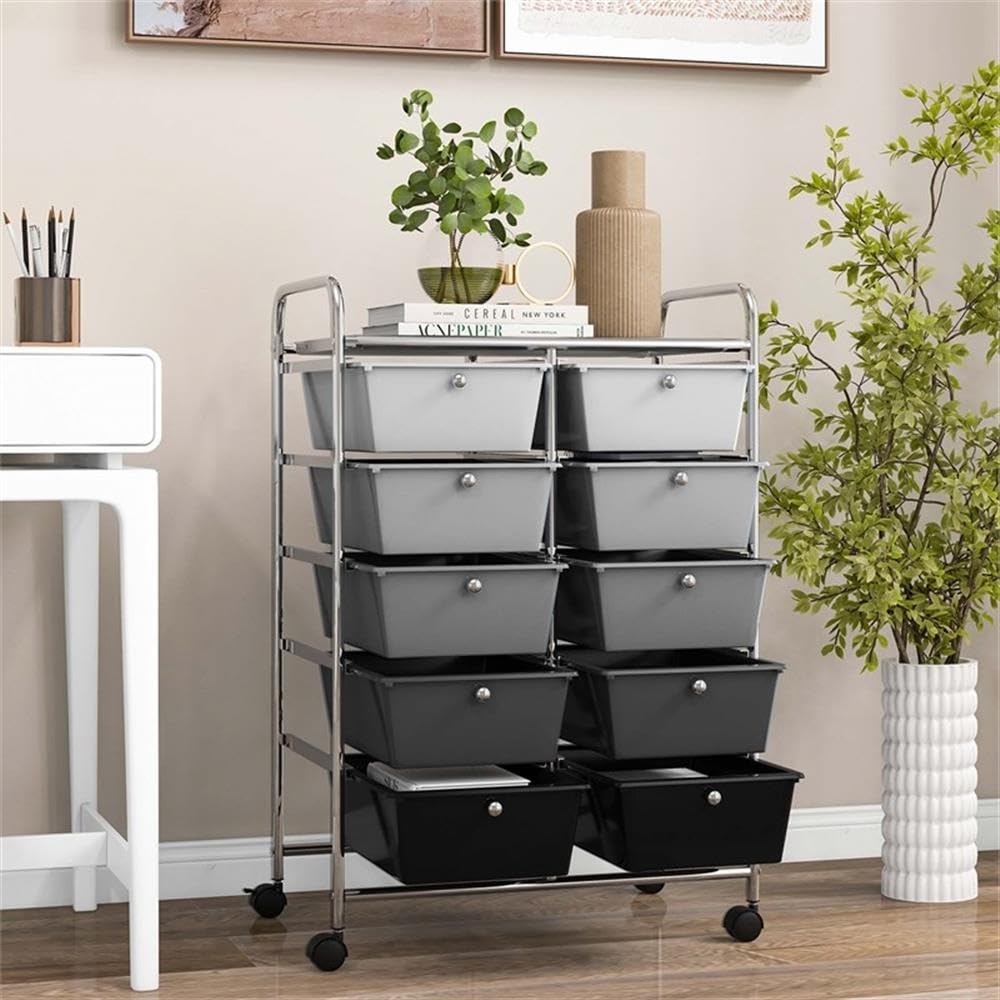 10 Drawer Rolling Storage Cart with Lockable Wheels W782