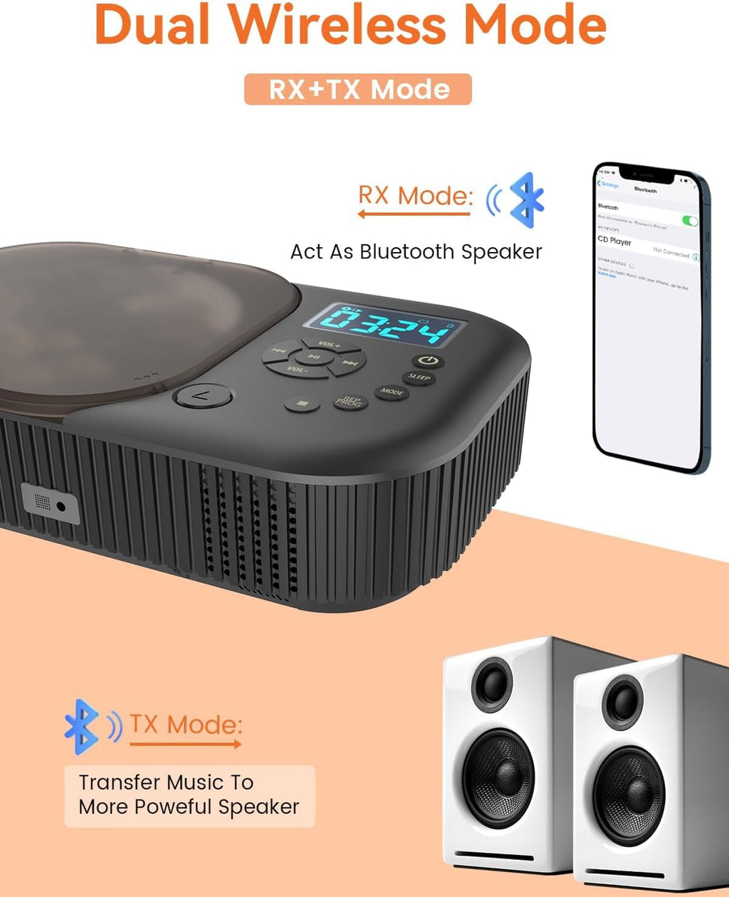 Portable Dual Stereo CD Player Black T22170