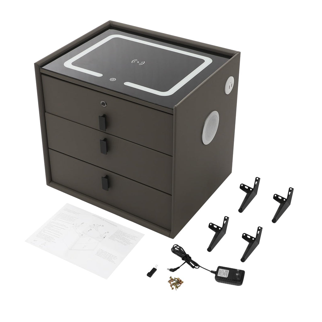 Solid Wood Nightstand with 3 Drawers Q6869