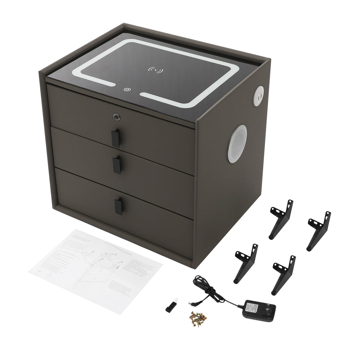 Solid Wood Nightstand with 3 Drawers Q6869
