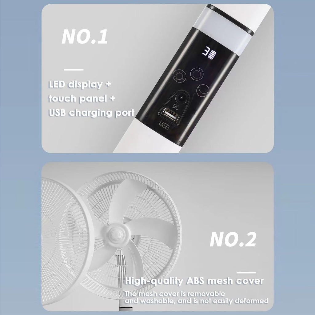 16 in Portable Rechargeable Oscillating Standing Fan J871792