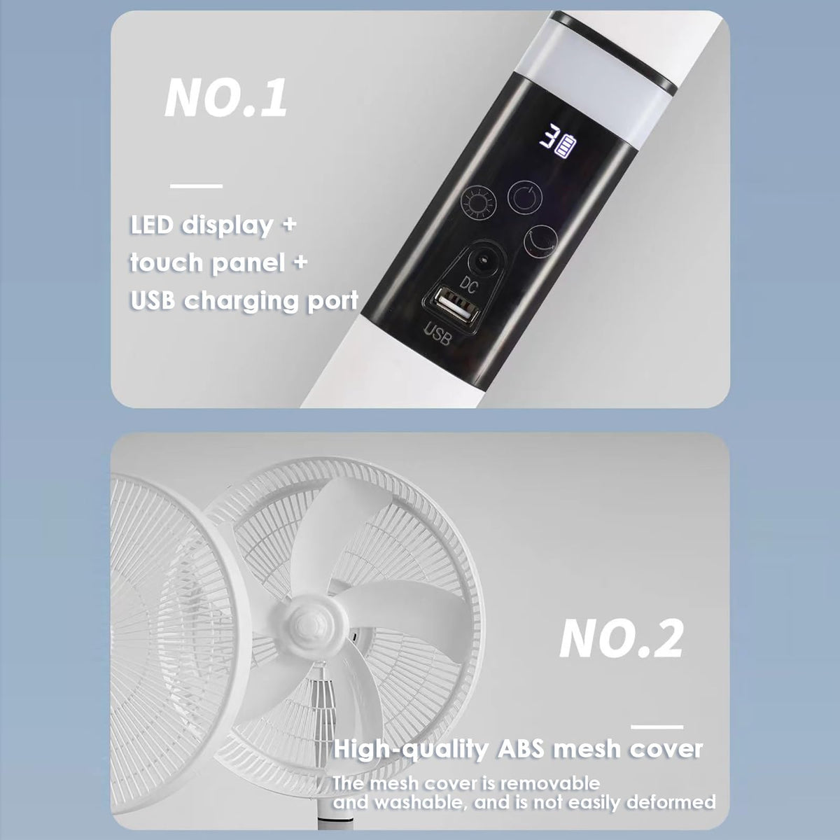 16 in Portable Rechargeable Oscillating Standing Fan J871792