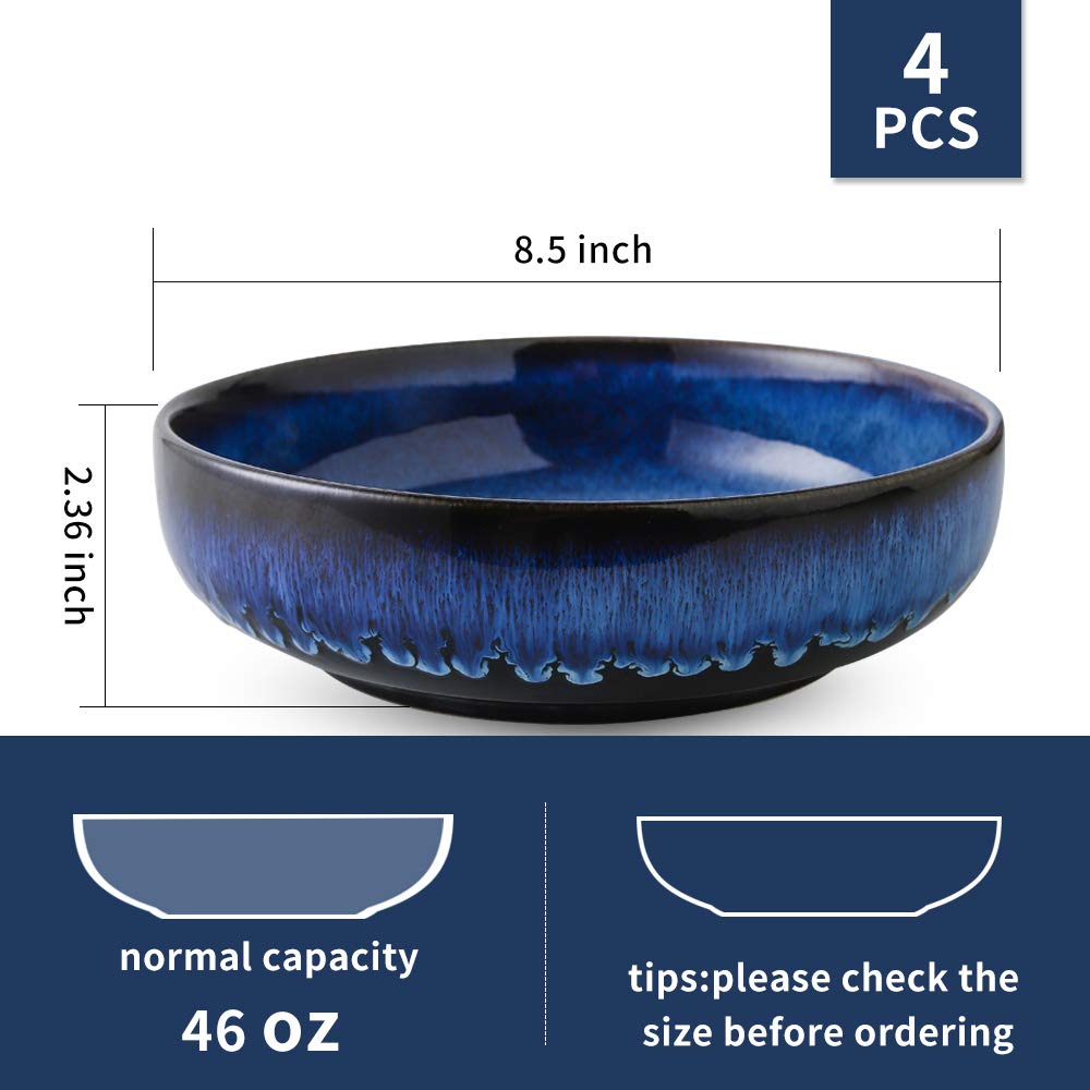 46 OZ Ceramic Pasta Bowls Set of 4 Y8907