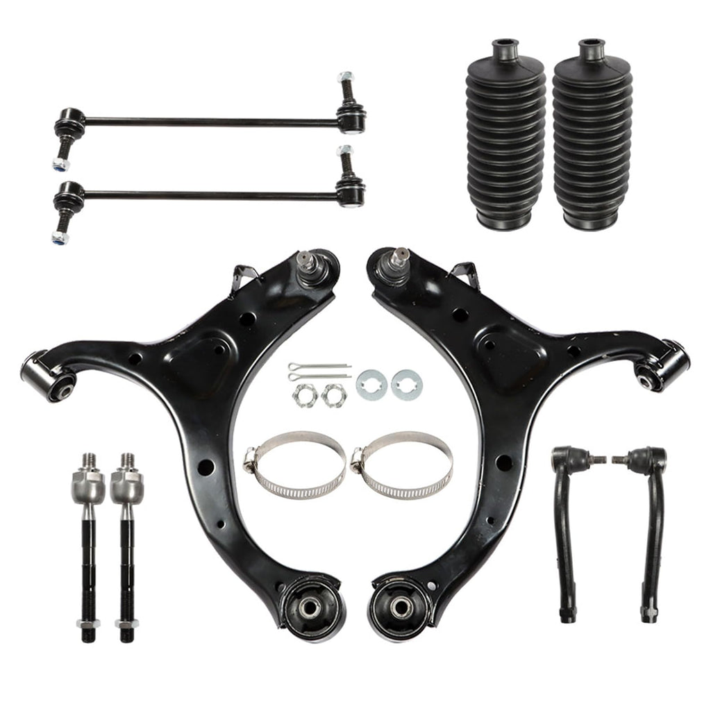 10Pcs Front Lower Control Arms Ball Joint Assembly Tie Rod End Sway Bar Link Kit Q74689