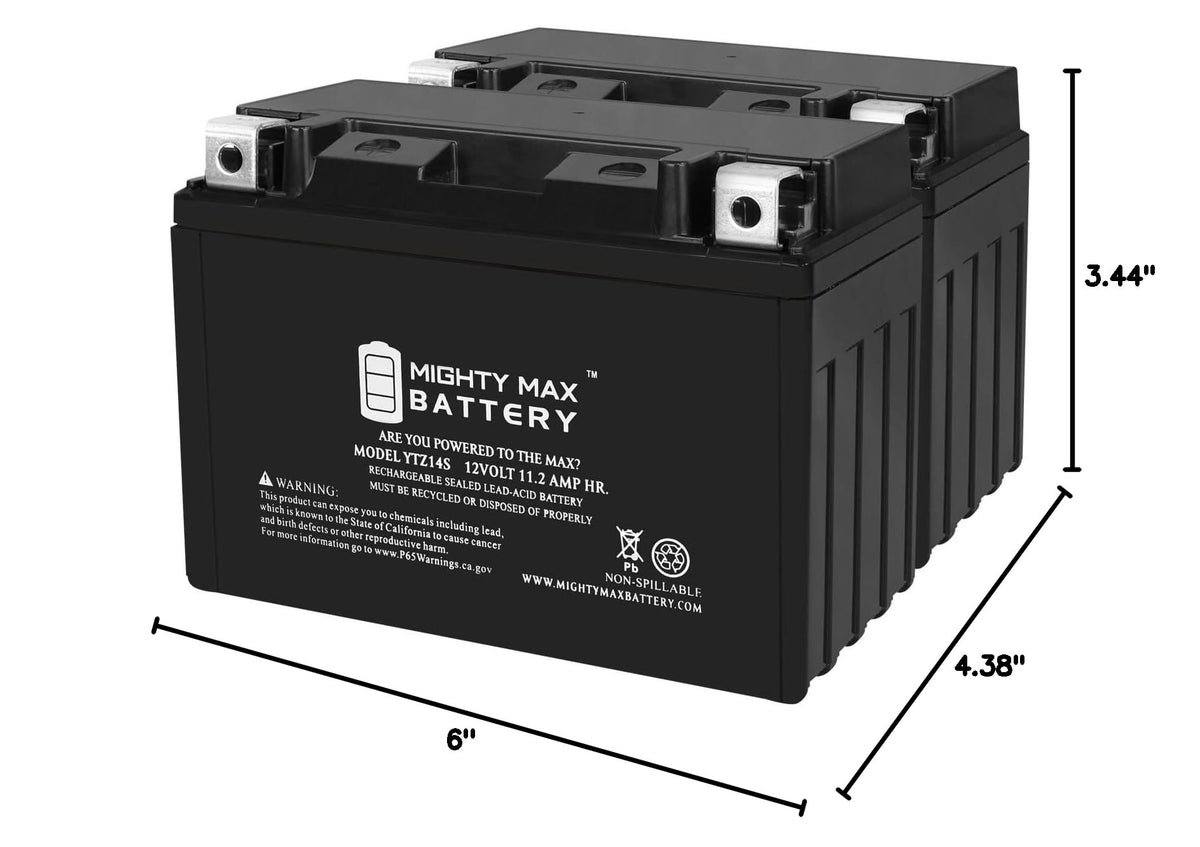 12 Volt 11.2 AH 230 CCA Rechargeable Maintenance Free SLA AGM Motorcycle Battery Pack of 2 K106