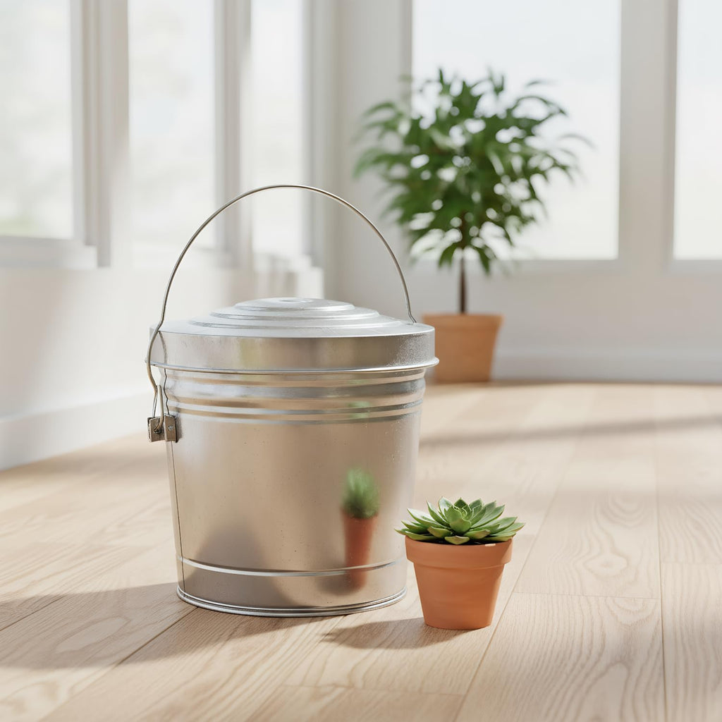 6-Gallon Galvanized Steel Storage Can with Lid L76133
