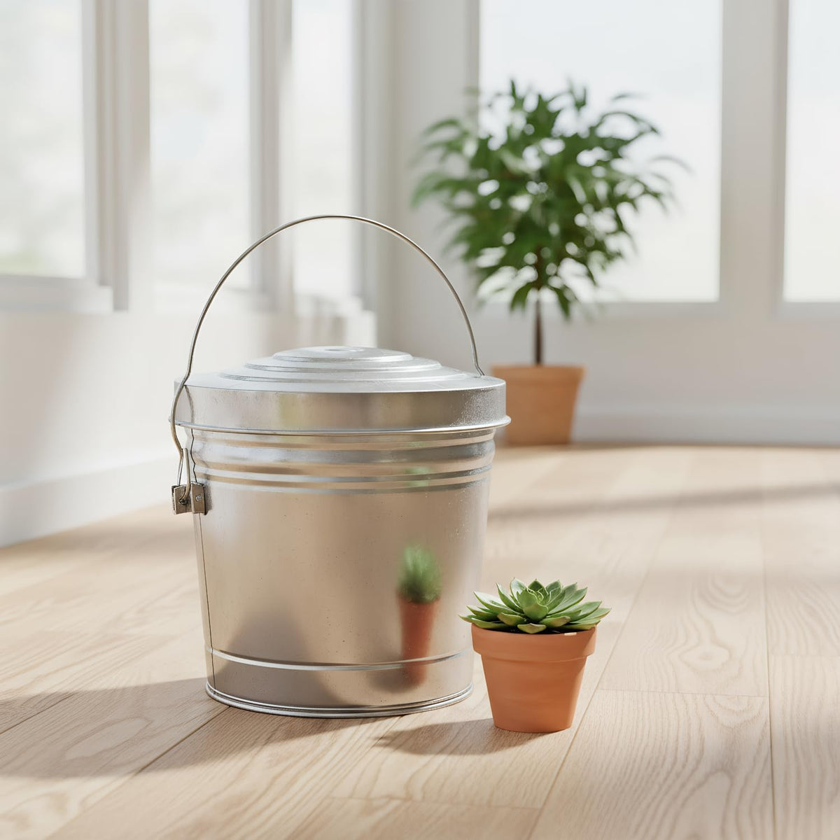 6-Gallon Galvanized Steel Storage Can with Lid L76133