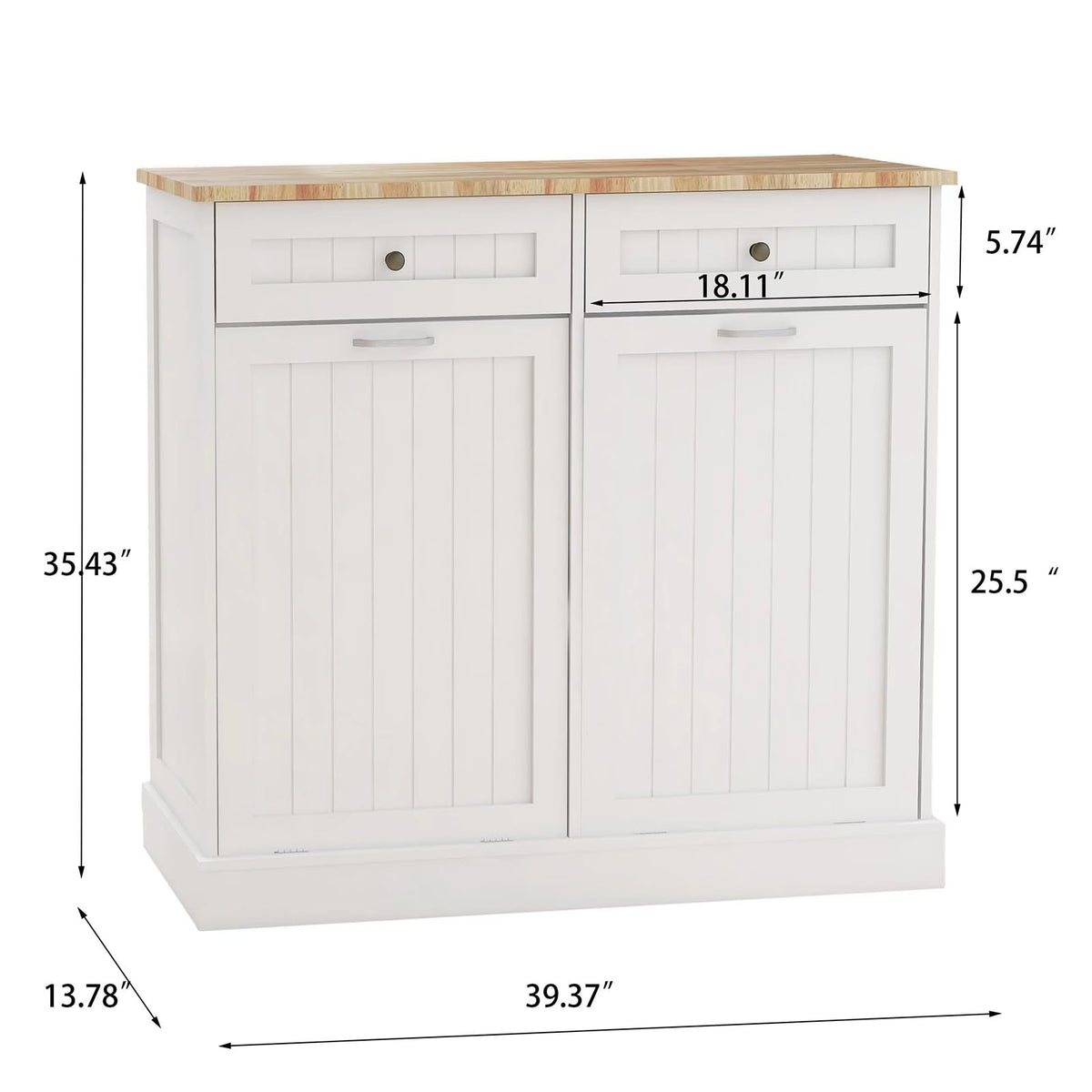 White Double Tilt Out Trash Cabinet with 2 Drawers O42476