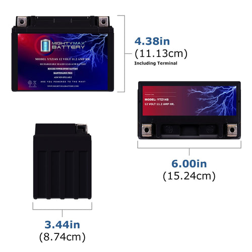 12 Volt 11.2 AH 230 CCA Rechargeable Maintenance Free SLA AGM Motorcycle Battery Pack of 2 K106