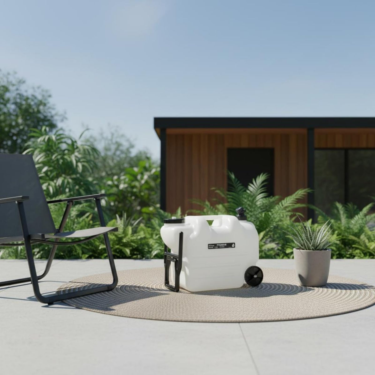 Portable Water Container with Faucet, Wheels, Black E88437