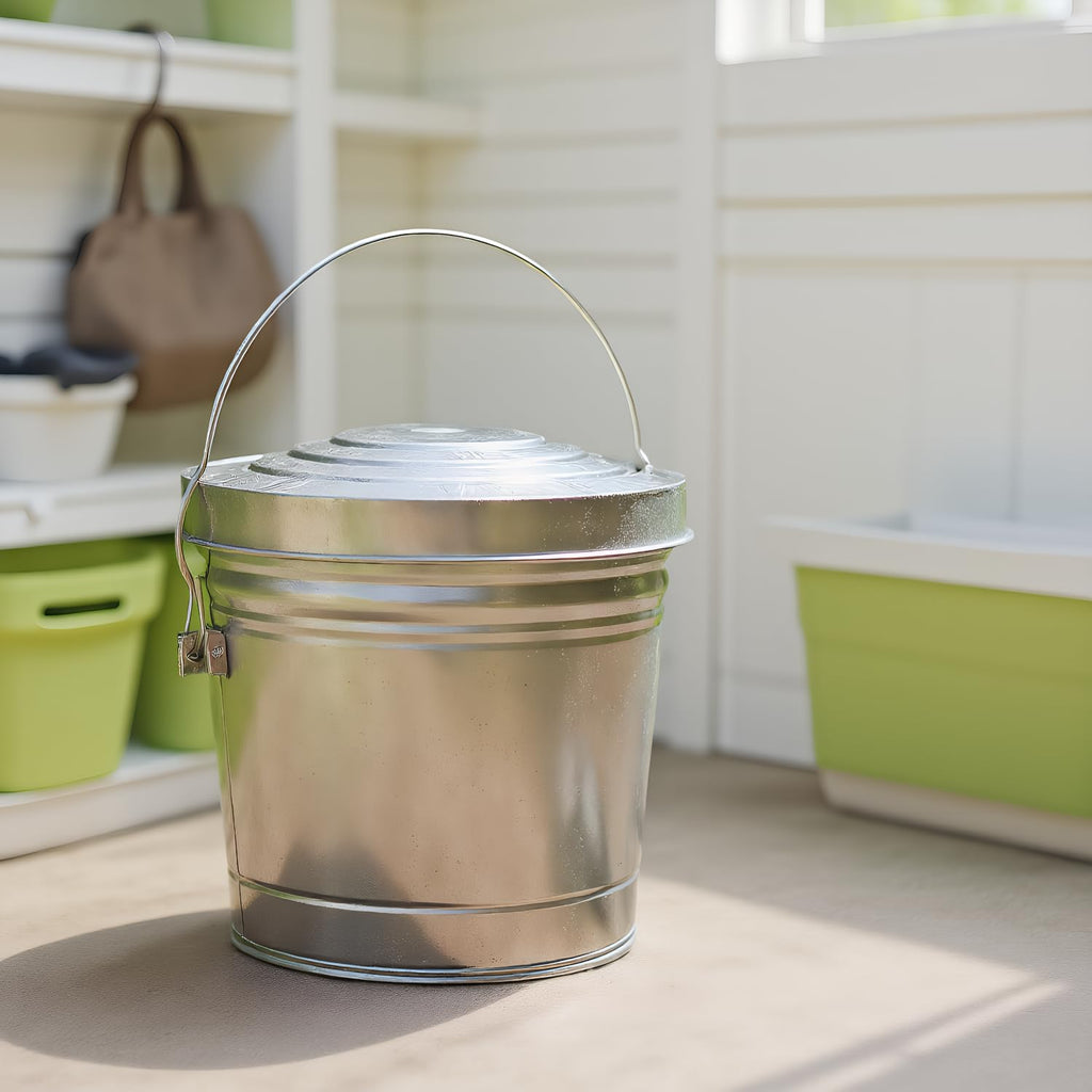 6-Gallon Galvanized Steel Storage Can with Lid L76133
