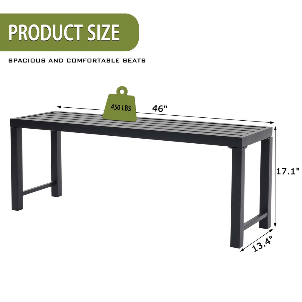 Black Metal Backless Outdoor Bench M703164