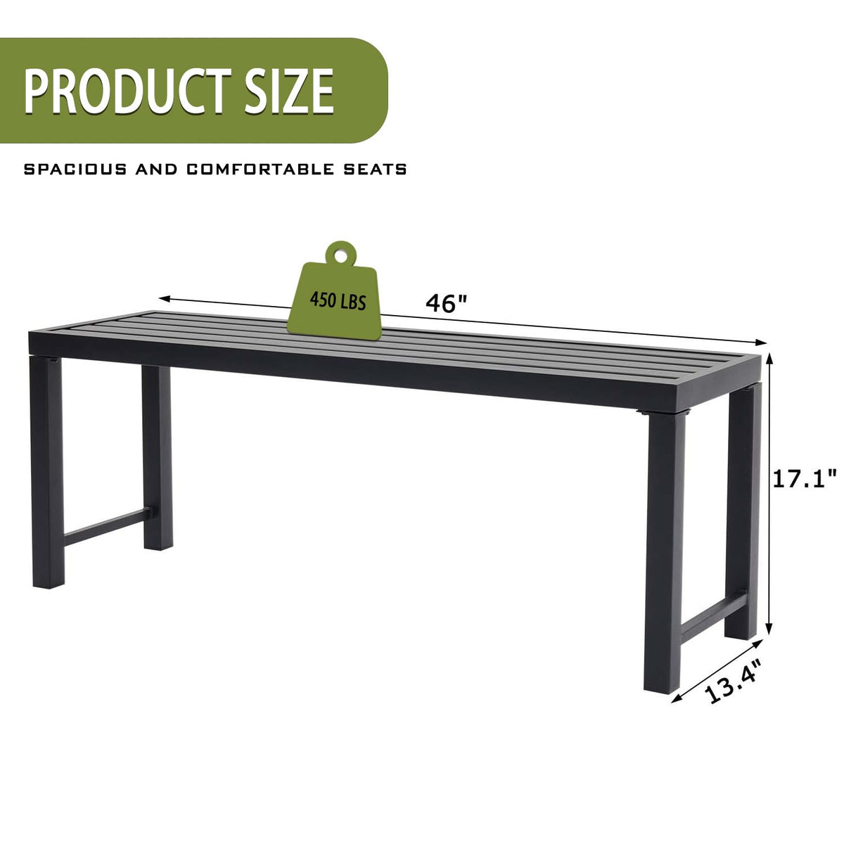 Black Metal Backless Outdoor Bench M703164