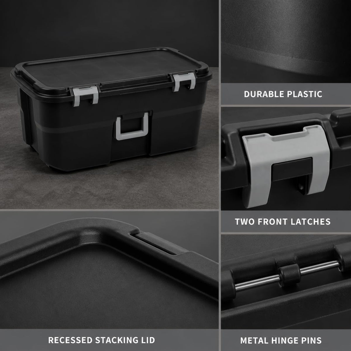 22 Gallon Black Plastic Wheeled Storage Trunk O122930