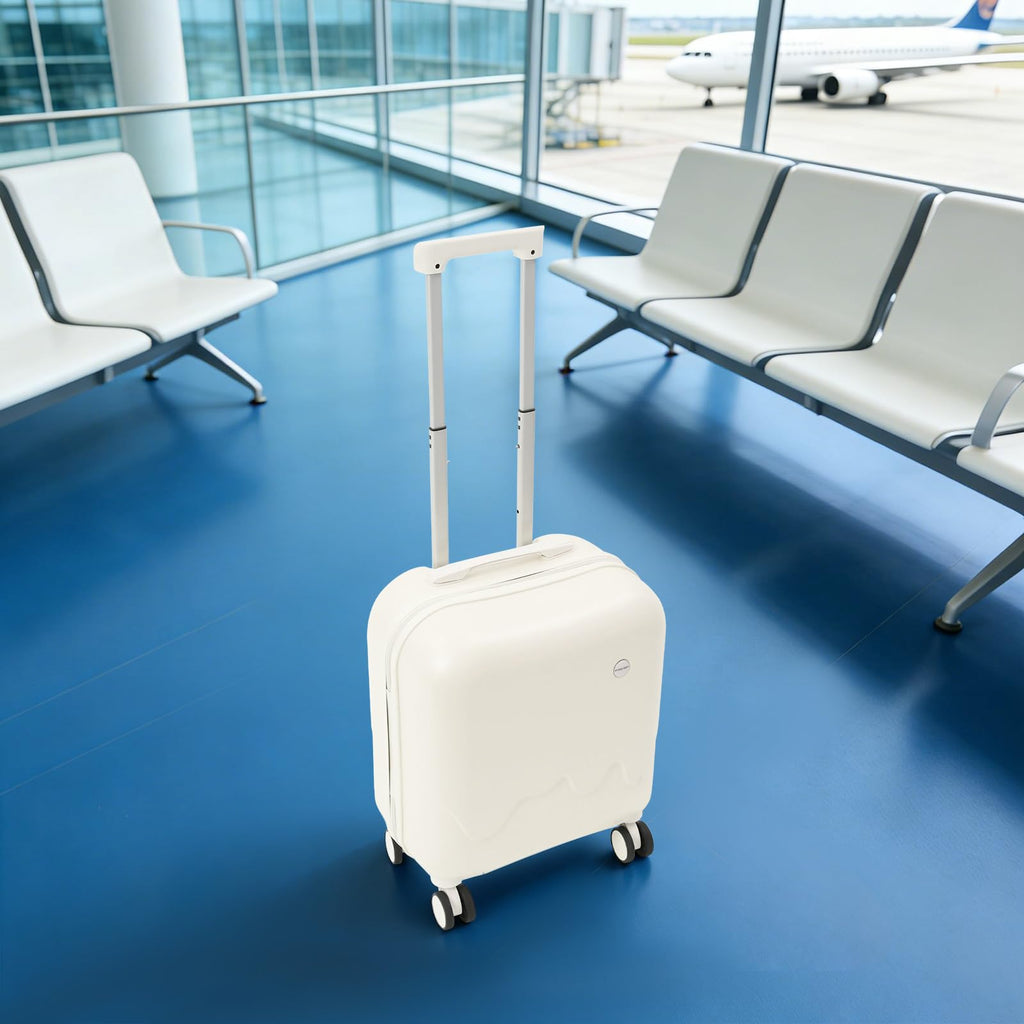 Pearl White 18In Hardside Rolling Suitcase with Cup Holder & USB Port P5352