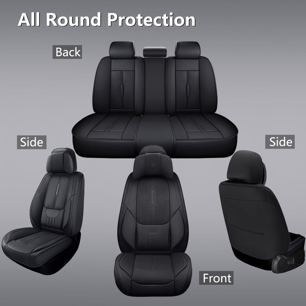 Black Leather 5-Seats Car Seat Covers Q965