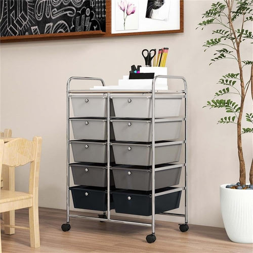 10 Drawer Rolling Storage Cart with Lockable Wheels W782