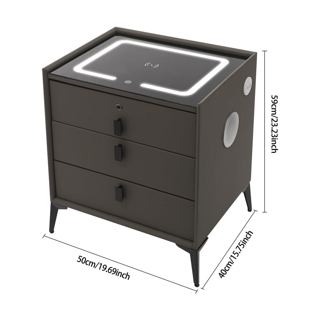 Solid Wood Nightstand with 3 Drawers Q6869