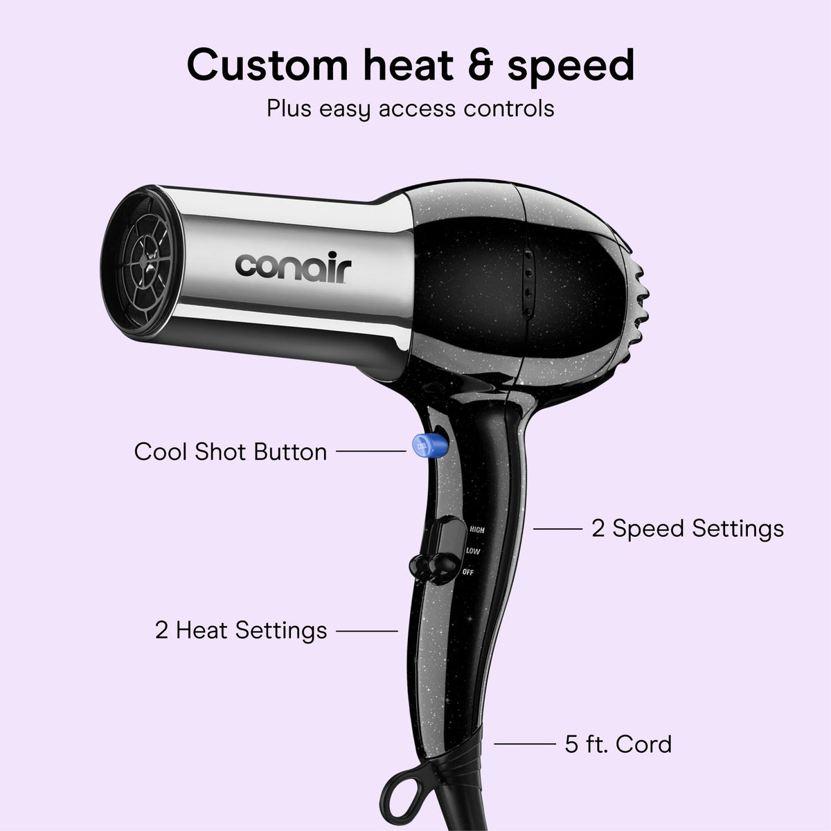 1875W Full Size Ionic Hair Dryer with Concentrator Attachment U62081
