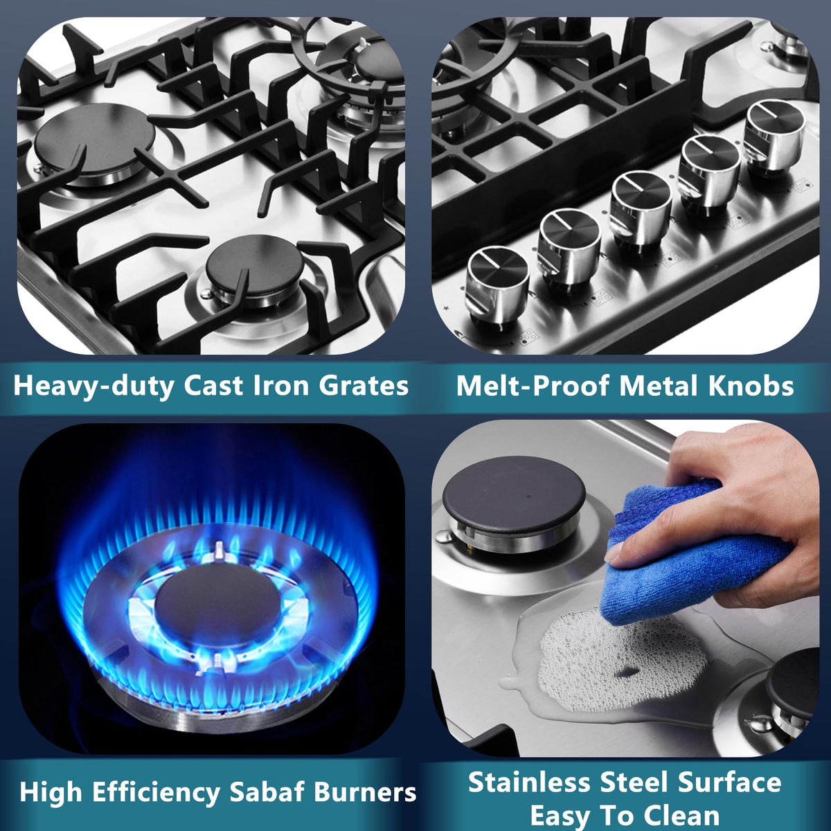 30 Inch 5 Burners Stainless Steel Gas Cooktop L9502