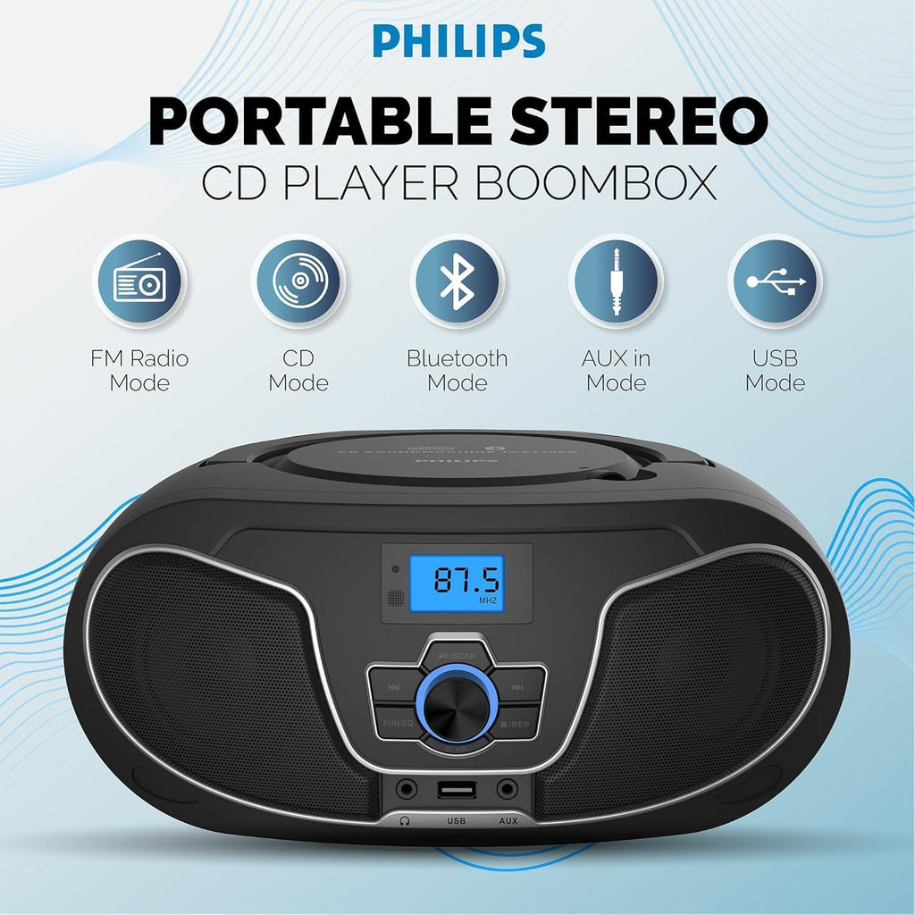 Portable Bluetooth CD Player Boombox with FM Radio H429