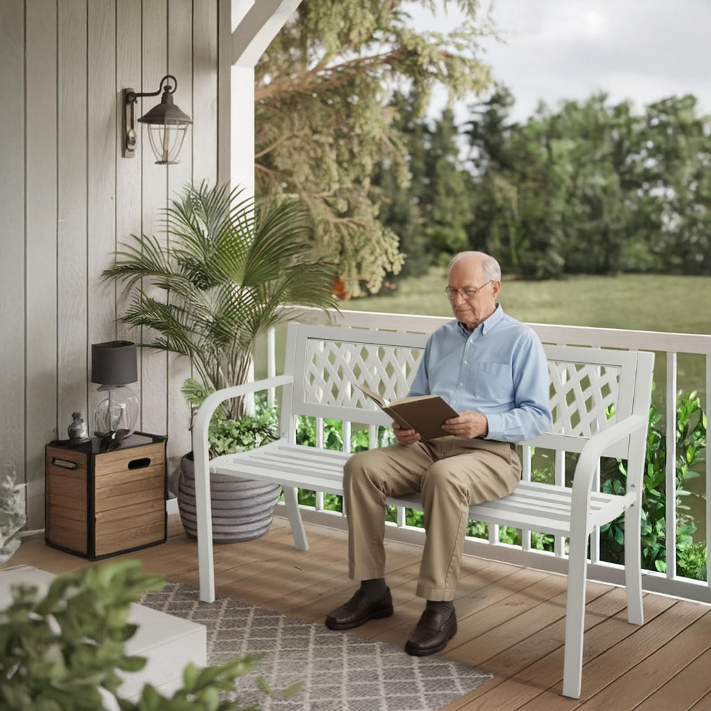 White 2-Person Outdoor Bench K970