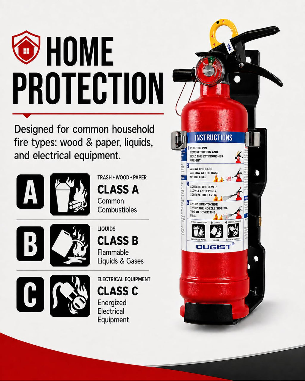 2.5 lb ABC Dry Chemical Fire Extinguisher with Wall Mount D76066