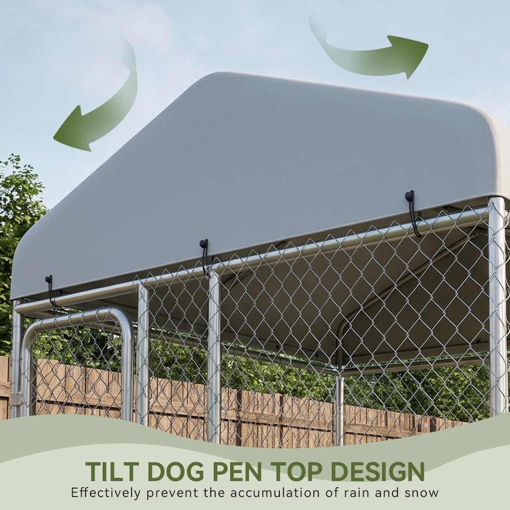 7.55x7.55ft Metal Outdoor Dog Kennel with Roof K361734