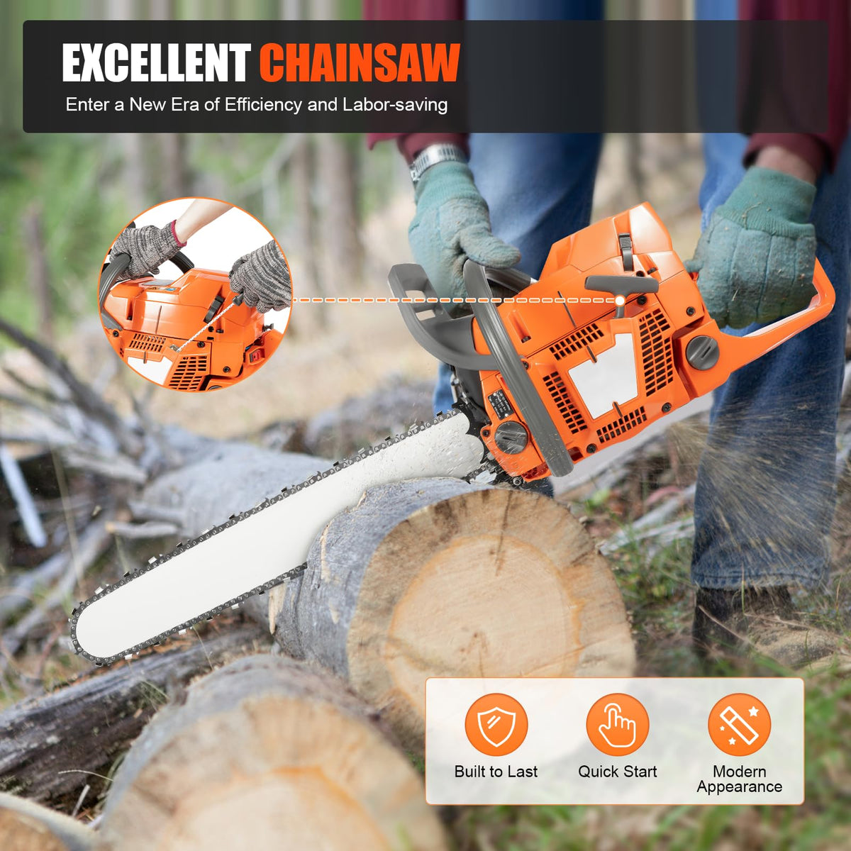 24'' 72CC 2-Stroke Gas Chainsaw O23556