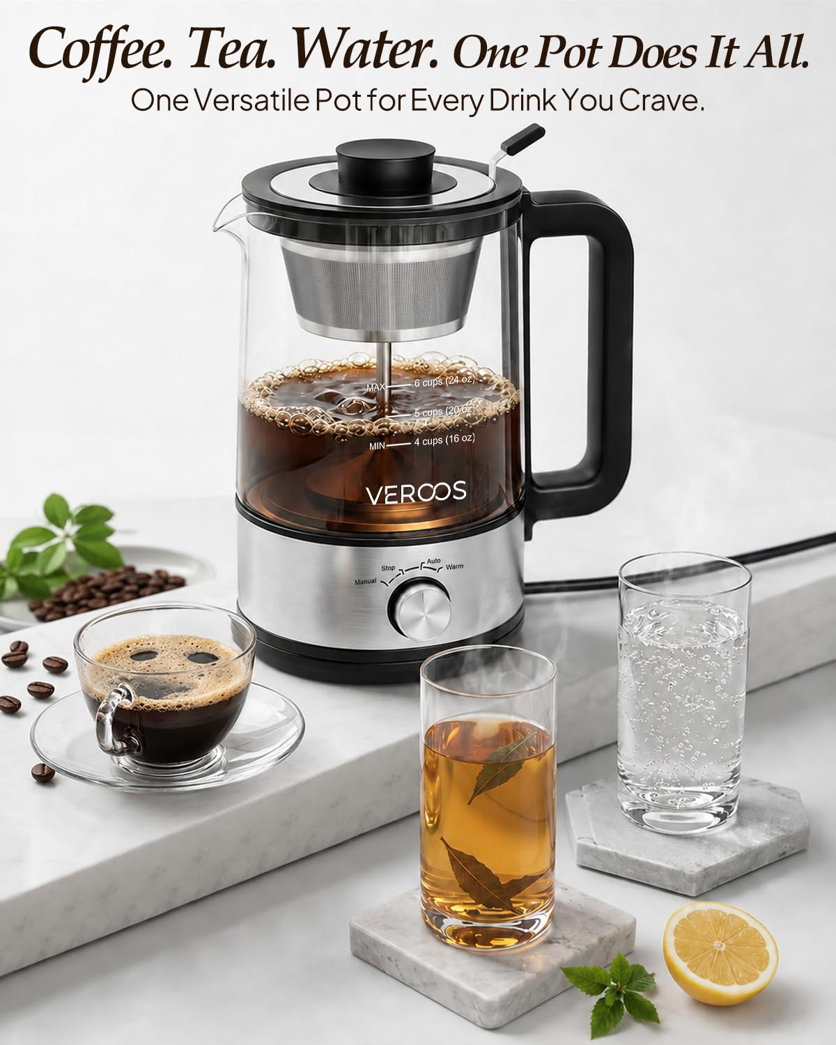 Electric 6-Cup Glass Percolator Coffee Pot O1983