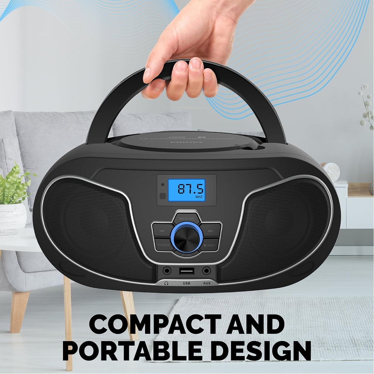 Portable Bluetooth CD Player Boombox with FM Radio H429