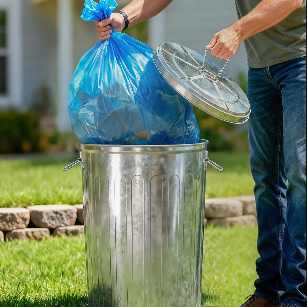 20 Gallon and 6 Gallon Metal Trash Can Set with Lids Y805993