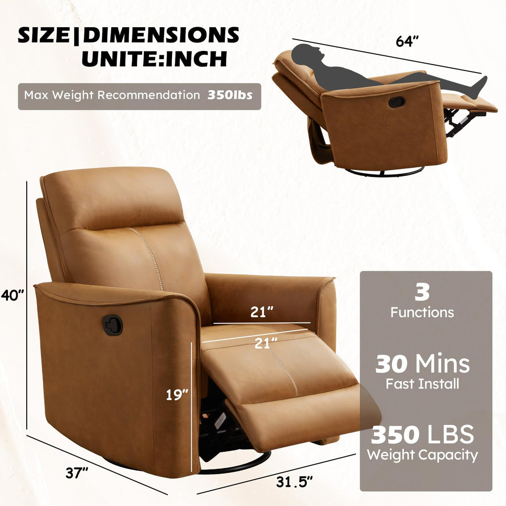 Manual Swivel Rocker Recliner Faux Leather B151124