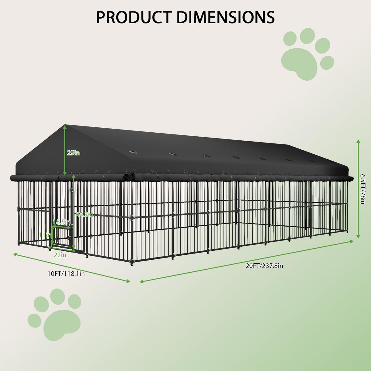 10x20x6 FT Heavy-Duty Metal Dog Kennel B145604