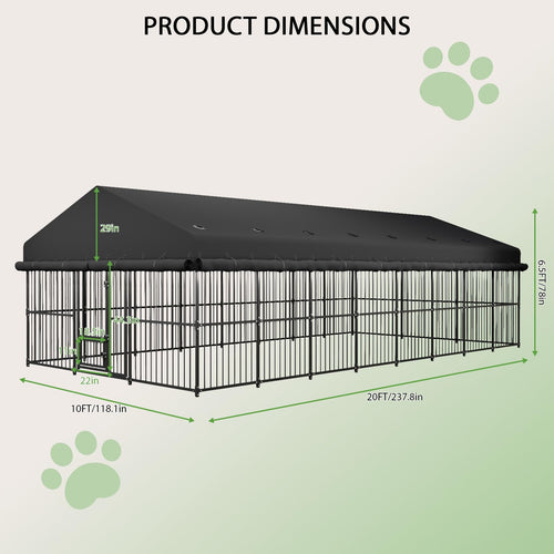 10x20x6 FT Heavy-Duty Metal Dog Kennel B145604
